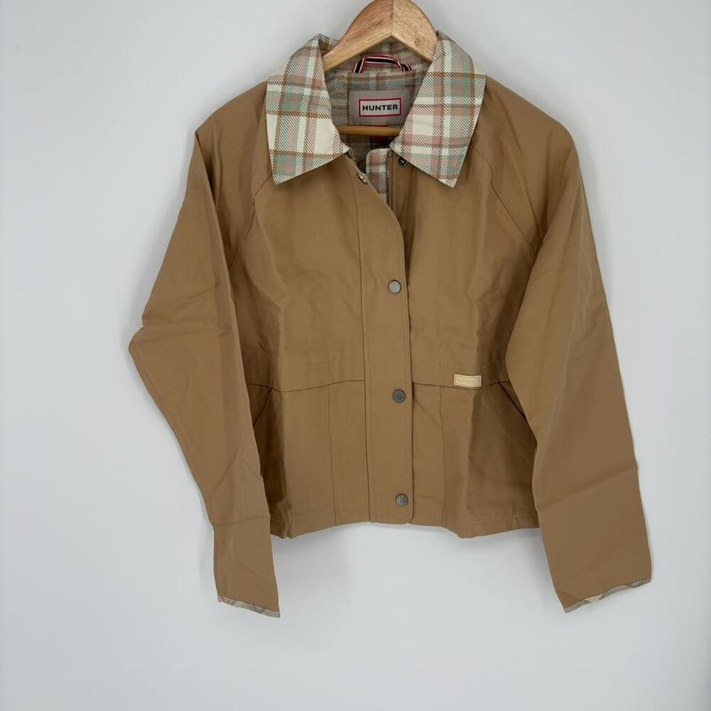 Hunter Lightweight Cropped Field Jacket with Plaid Trim